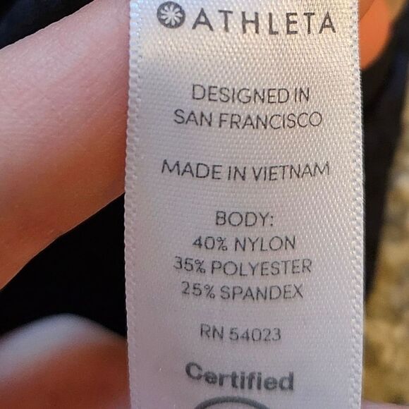 Athleta Shanti Crop Jacquard Racerback Tank Top Black and Blue Small - Picture 6 of 7